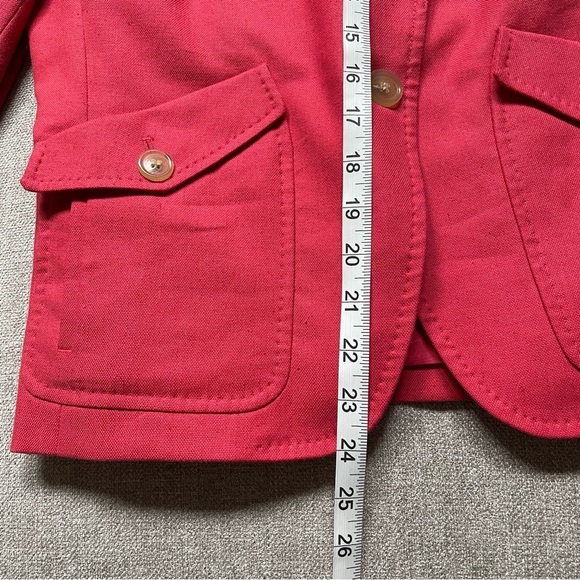Talbots Grace Fit Linen Blend Classic Coral Blazer Jacket Office Work Summer - Picture 9 of 14
